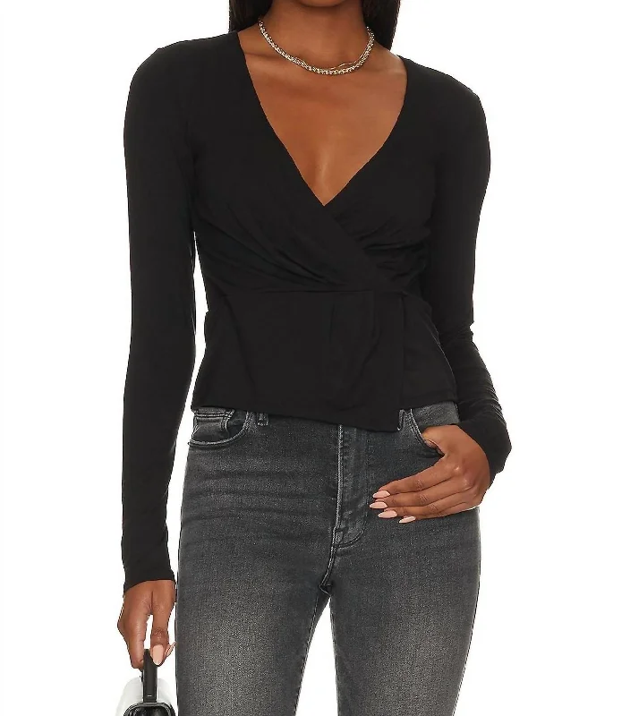 Good Touch Wrap Top In Black