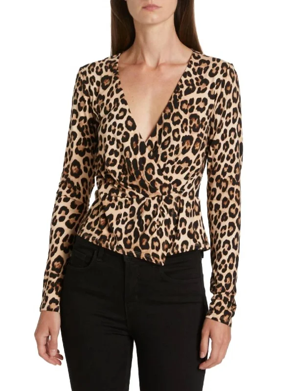 Good Touch Wrap Top In Leopard