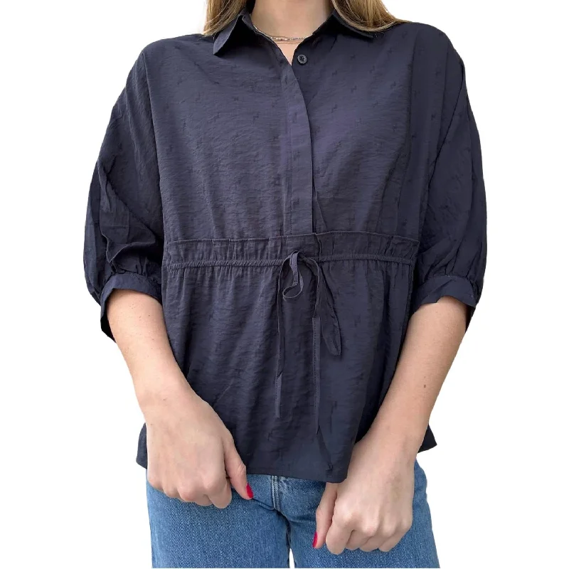 Hazel Raglan Sleeve Top In Navy