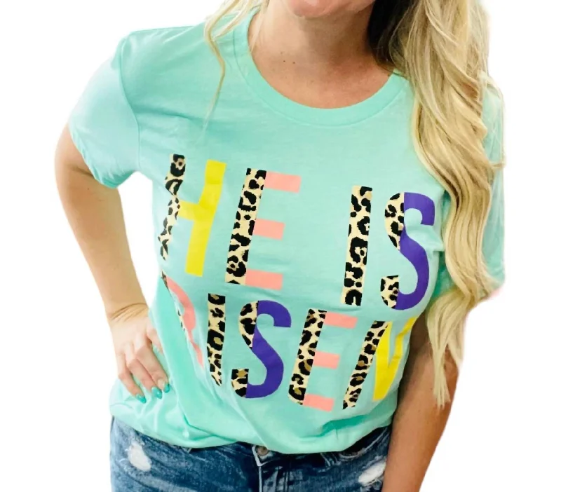 He Is Risen Leopard Tee In Mint