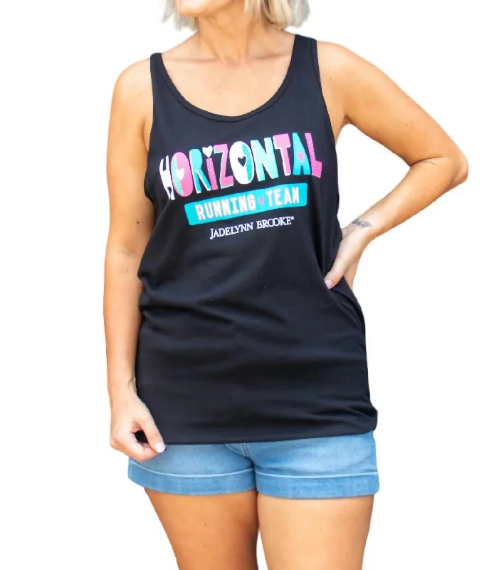 Horizontal Running Tank Top In Black