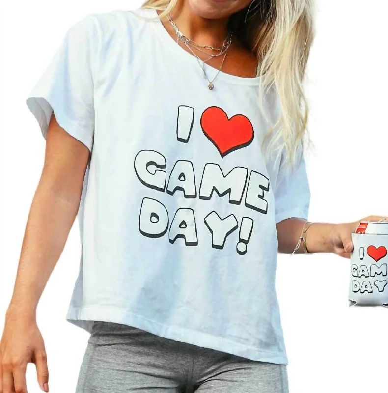 I Heart Gameday Crop Tee In White