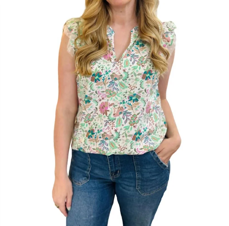 Iija Floral Blouse In Green