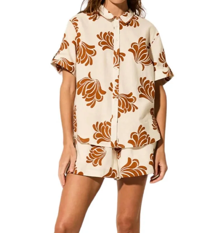 Inza Shirt In Toffee/white