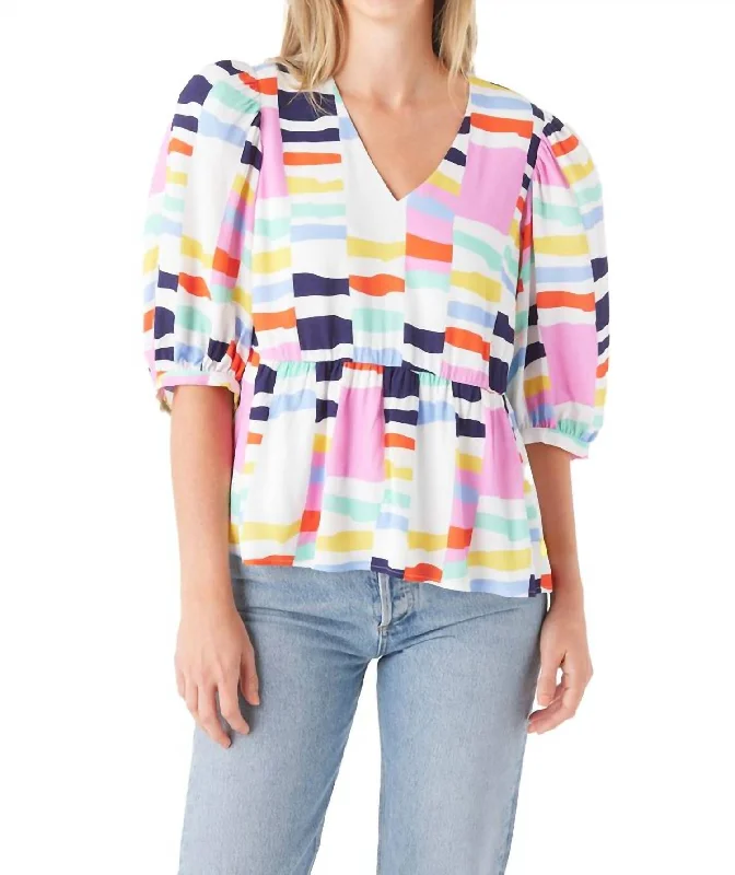 Jacqueline Short Sleeve Top In Chappy Stripe