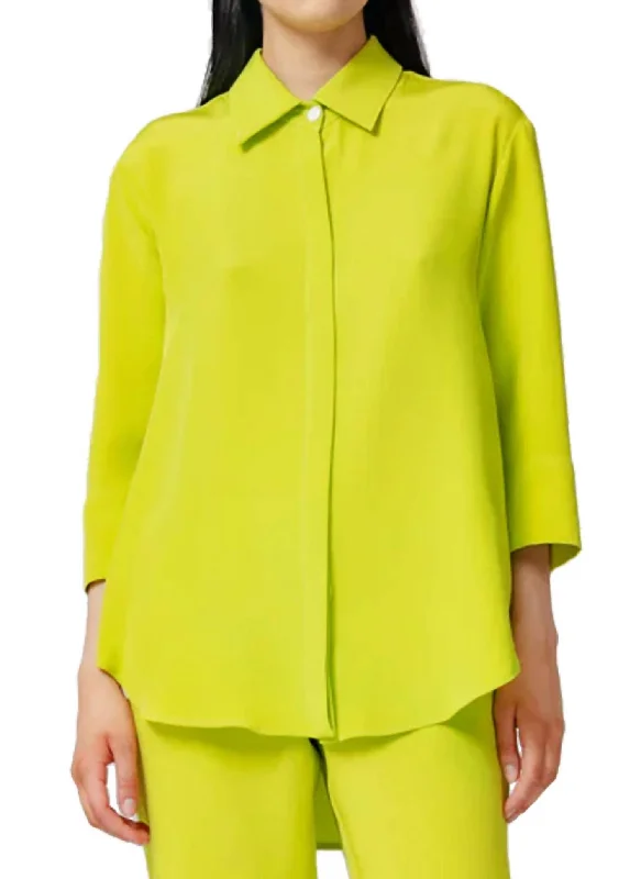 Jane Shirt In Bright Lime Silk Crepe