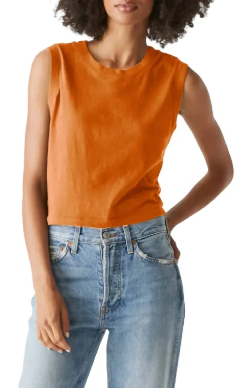 Johnnie Cropped Muscle Tee In Heatwave