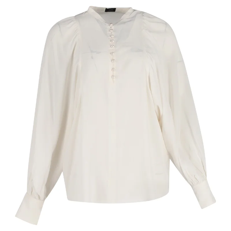 Joseph Aima Dolman Sleeve With Pearl Buttons Blouse in Ecru White