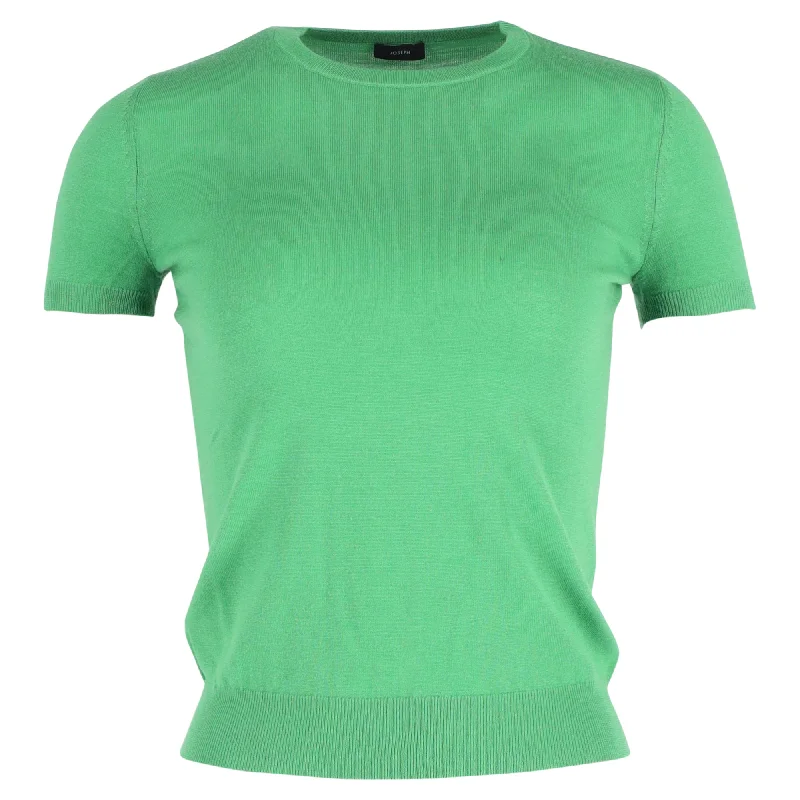 Joseph knitted Short Sleeve Top in Green Cashmere