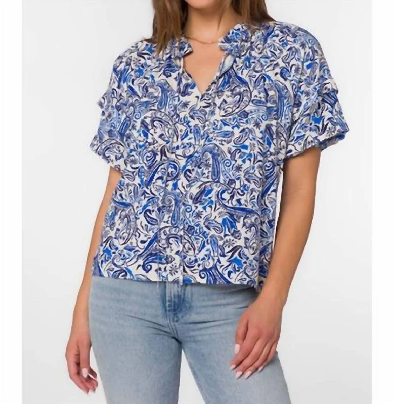 Kenna Top In Blue Paisley