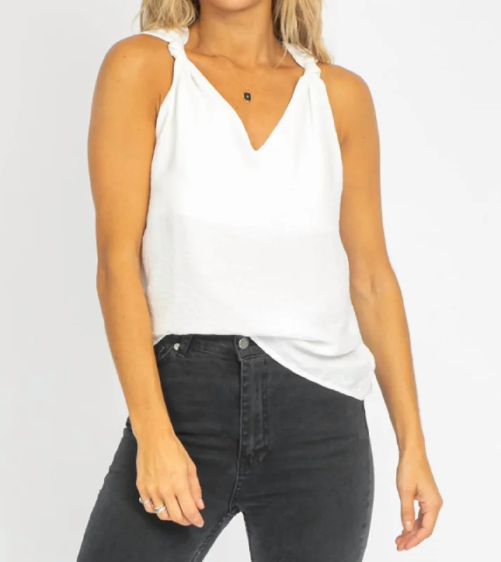 Knot Shoulder Tank In White