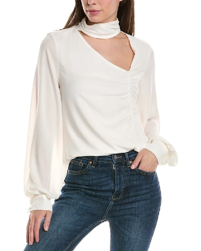 Krisa Asymmetrical Keyhole Blouse