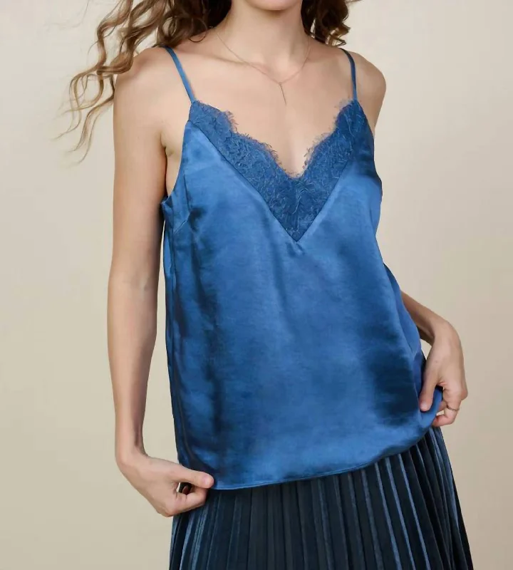 Lace Detail Cami In Smokey Blue