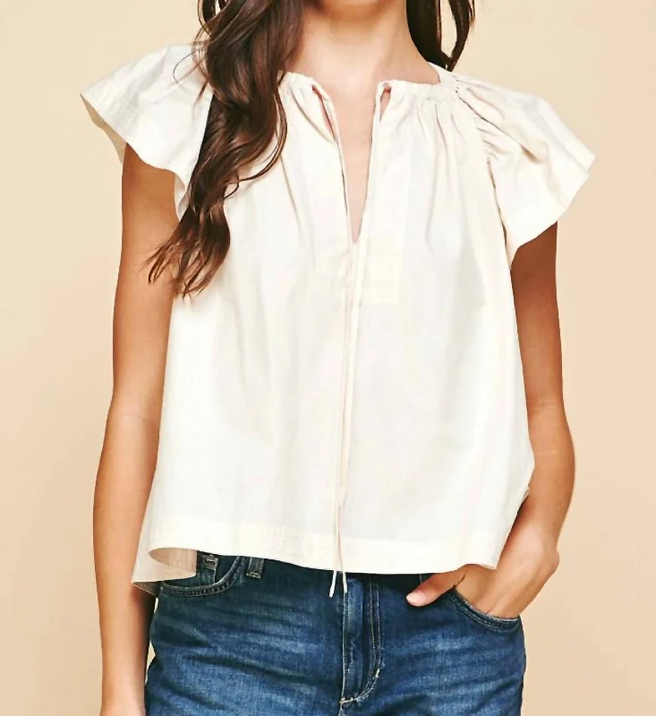 Lane Flutter Sleeve Blouse In Ecru