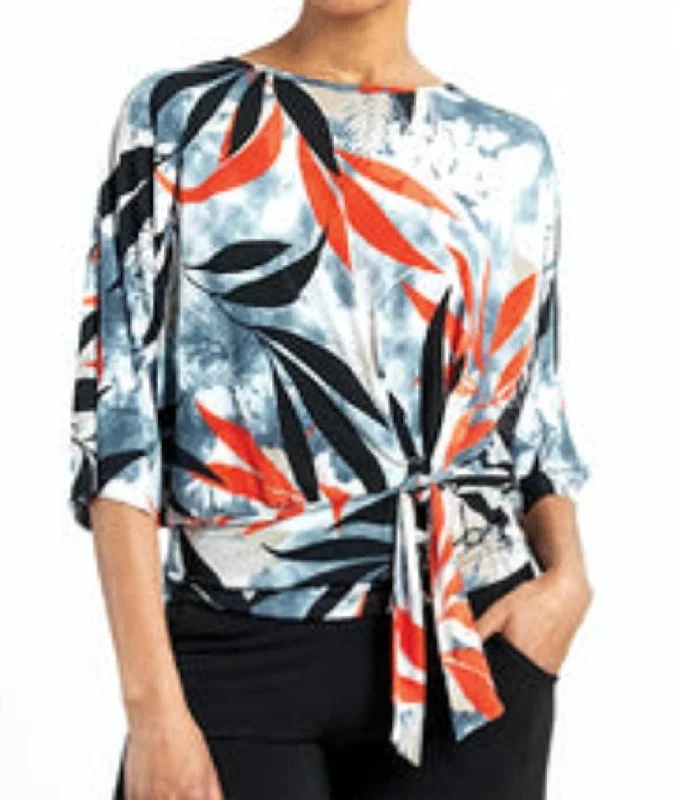 Leaf Scatter Side Tie Top In Multi