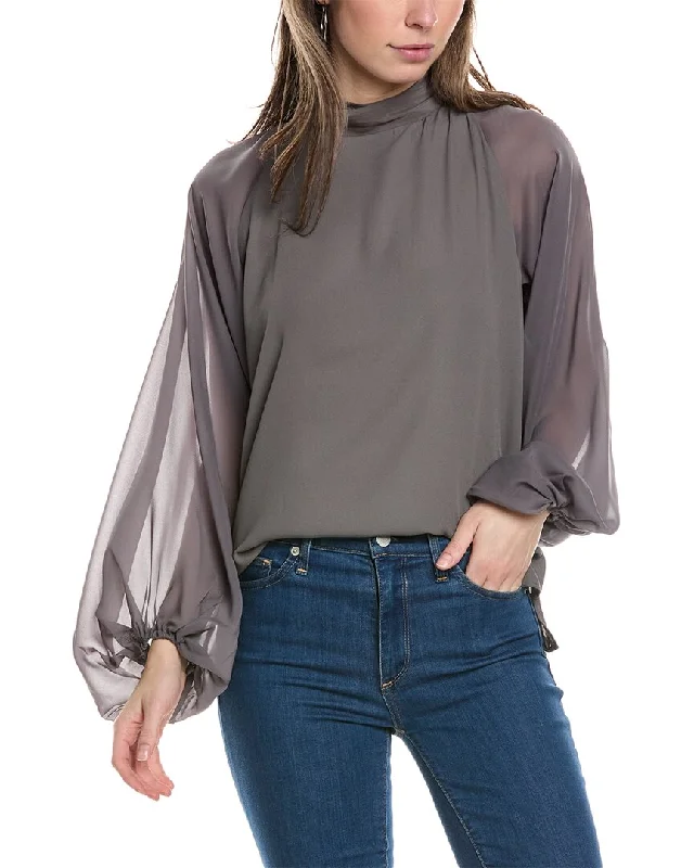 Lola & Sophie Sheer Balloon Sleeve Blouse