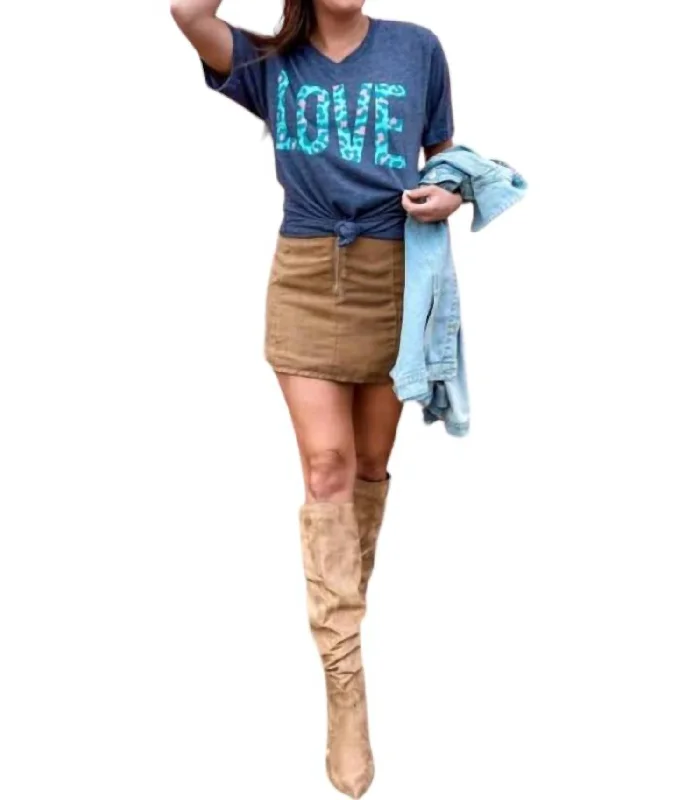 Love Leopard Valentine’S Tee In Blue