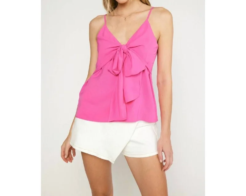 Madison Bow Top In Hot Pink