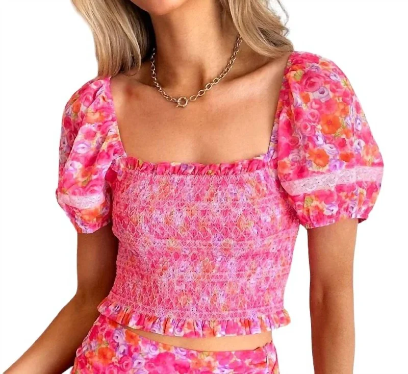 Madison Floral Top In Pink