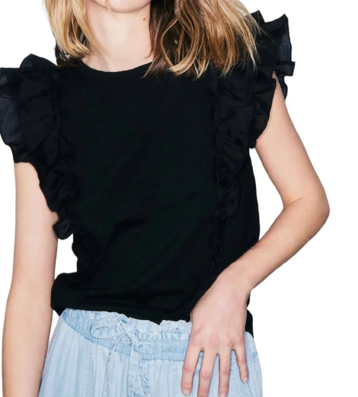 Marbella Ruffle Sleeve Top In Black