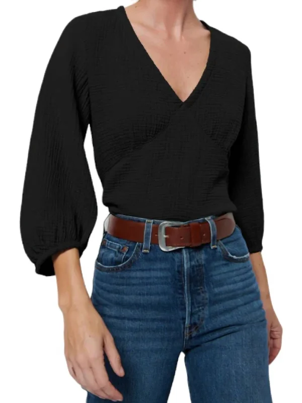 Maribeth Balloon Top In Black