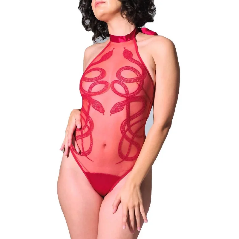 Medusa Bodysuit In Crimson