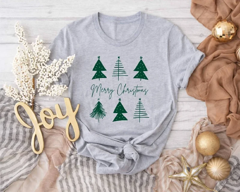 Merry Christmas Tree Tee In Grey