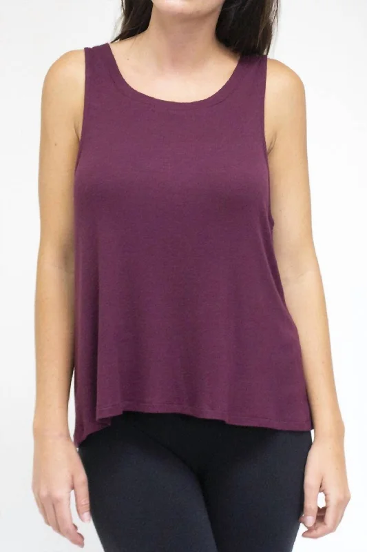 Mini Ribbed Tank Top In Burgundy