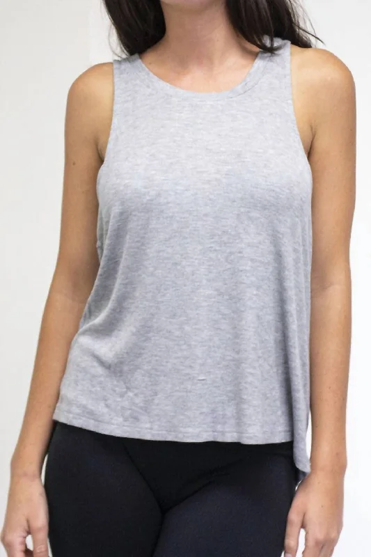 Mini Ribbed Tank Top In Heather Grey