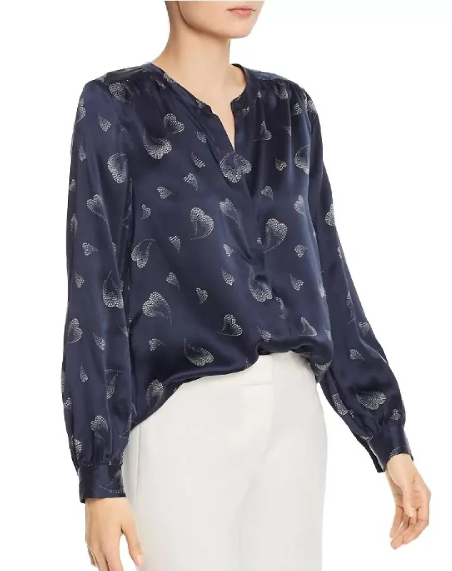 Mintee Midnight Silk Blouse In Navy Blue