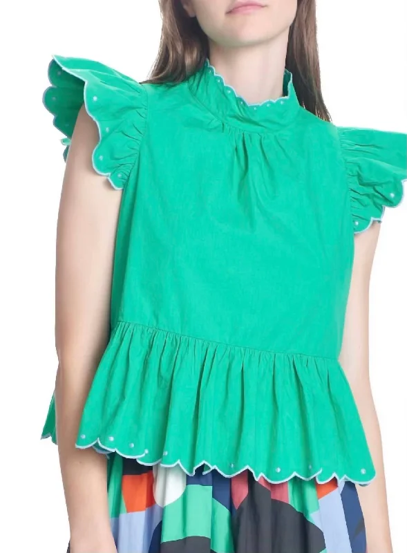 Misty Embroidered Top In Green