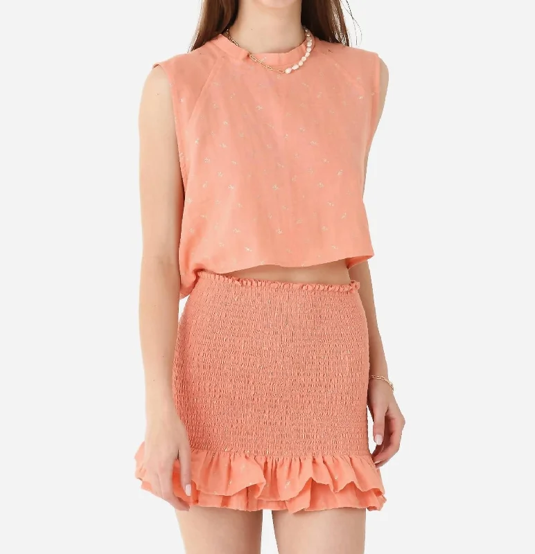 Molly Top In Coral Fleur