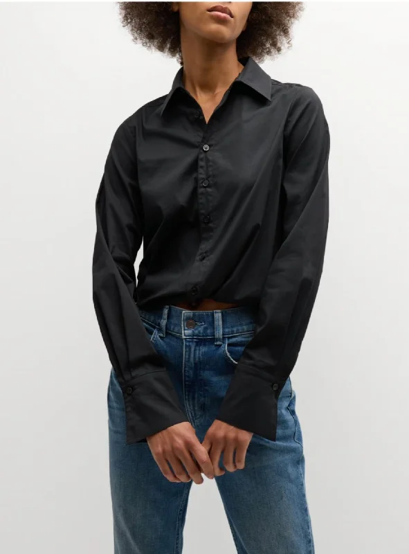 Moxie Button-Down Split-Cuff Poplin Shirt In Black