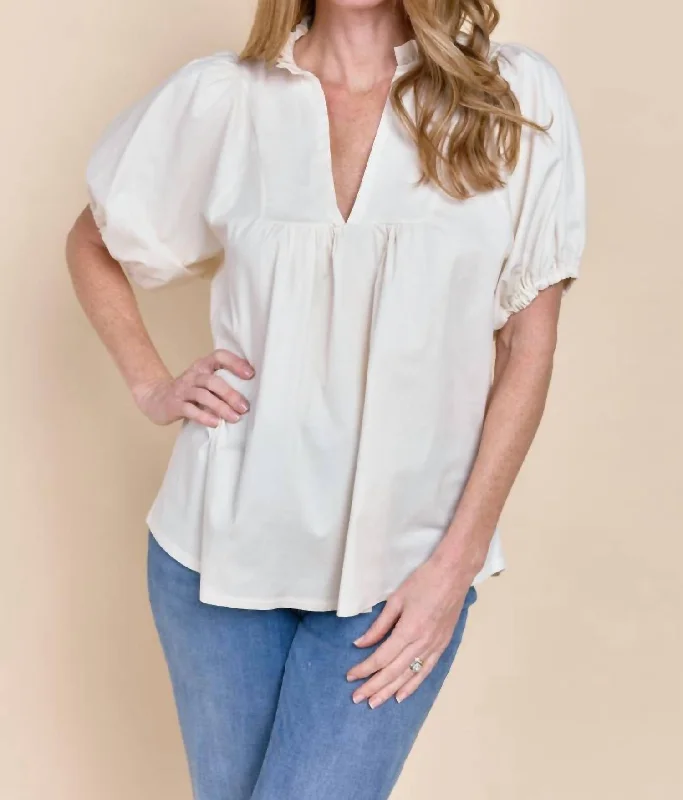 Nazim Statement Sleeve Blouse In White