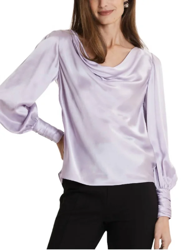 Olivia Charmeuse Blouse In Lavender