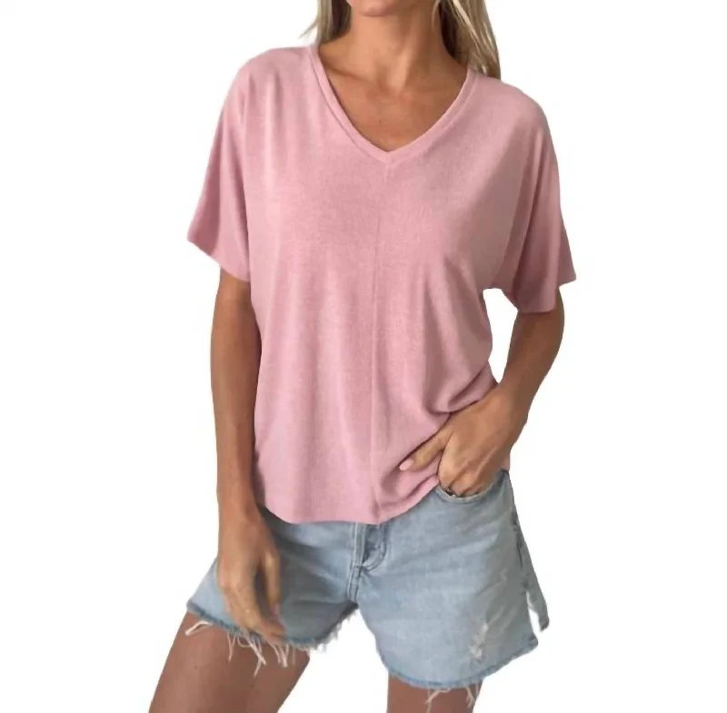 Olivia Crepe Hacci Tee In Powder Pink