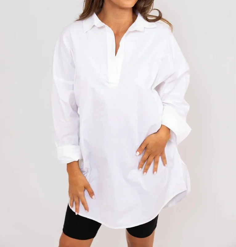 Oversized Poplin Tunic In White