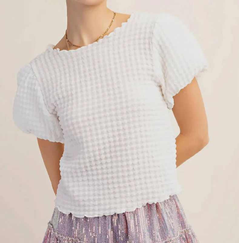 Paradise Short Sleeve Bubble Top In White