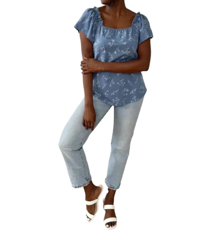 Pauline Top In Elemental Blue/white