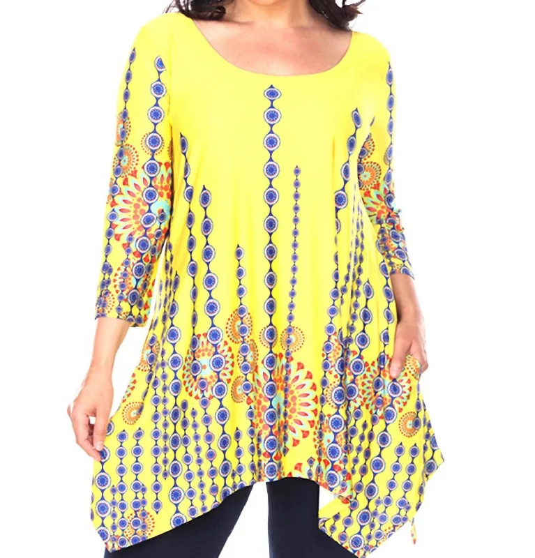 Plus Size Rella Tunic Top In Yellow