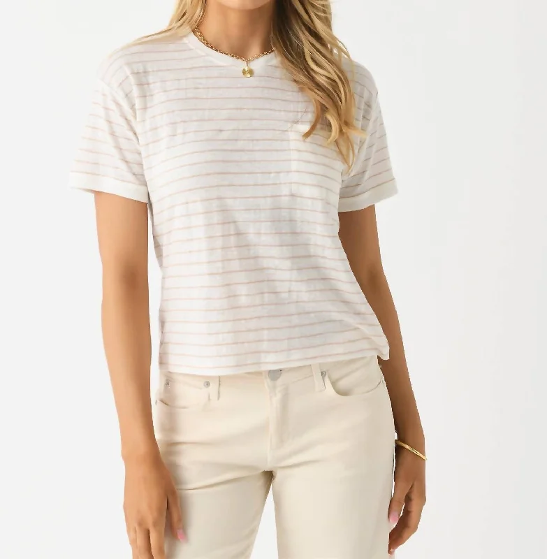 Pocket Crew Tee In Blush Multi