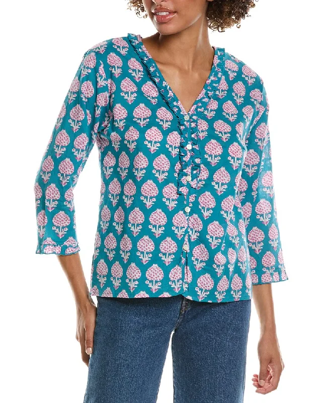 Pomegranate Flange Button Blouse