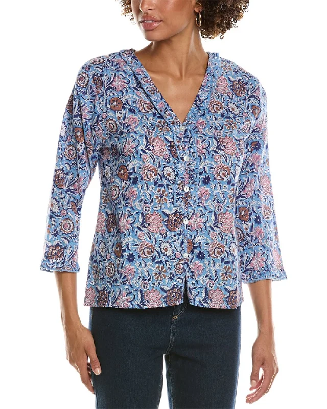 Pomegranate Flange Button Blouse