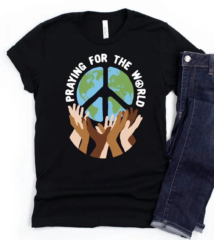 Praying For The World Tee In Black