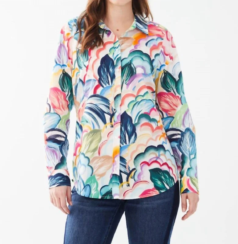 Print Poplin Classic Blouse In Tropical