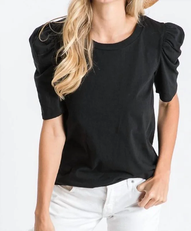 Puff Short Sleeve Top In Black