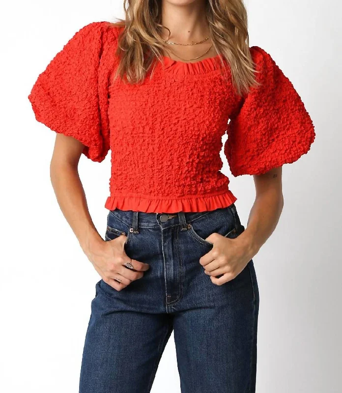 Puff Sleeve Textured Top