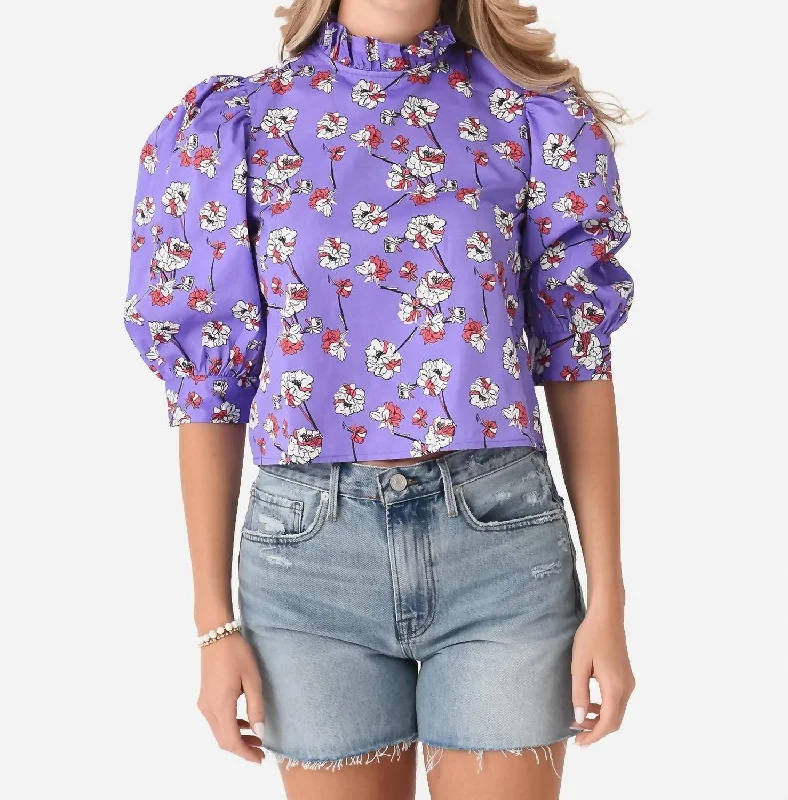 Puff Sleeve Top In Purple