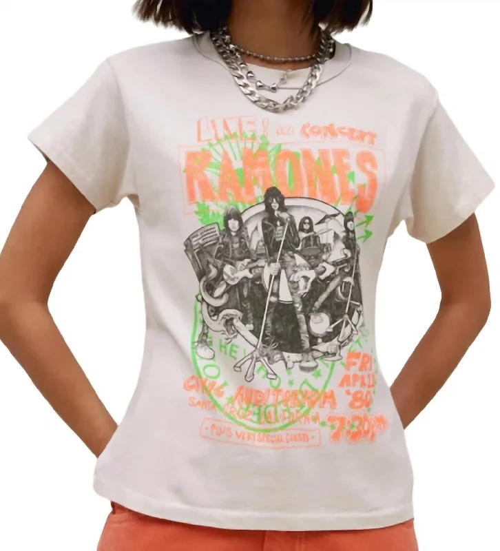 Ramones Civic Auditorium Reverse Gf Tee In Dirty White