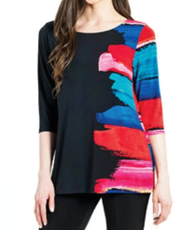 Red Paint Stroke Scoop Neck Tunic